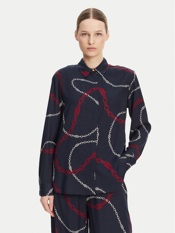 Свободная рубашка WW0WW44045 Tommy Hilfiger, синий 
Свободная рубашка WW0WW44045 Tommy Hilfiger, синий