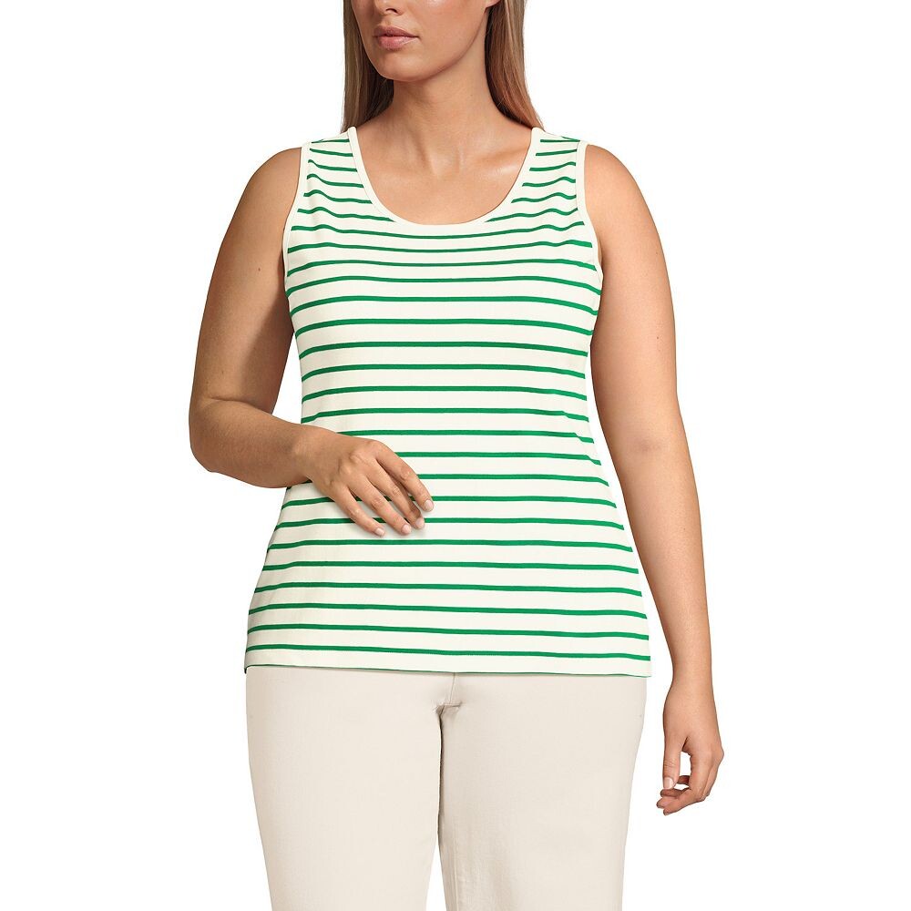 Хлопковая майка больших размеров Lands' End с круглым вырезом, цвет Green Breton Stripe
Хлопковая майка больших размеров Lands' End с круглым вырезом, цвет Green Breton Stripe