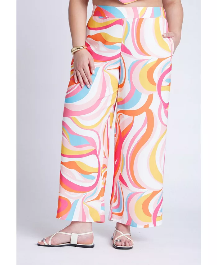 Женские брюки с принтом широкого кроя ELOQUII, синий
Женские брюки с принтом широкого кроя ELOQUII, синий