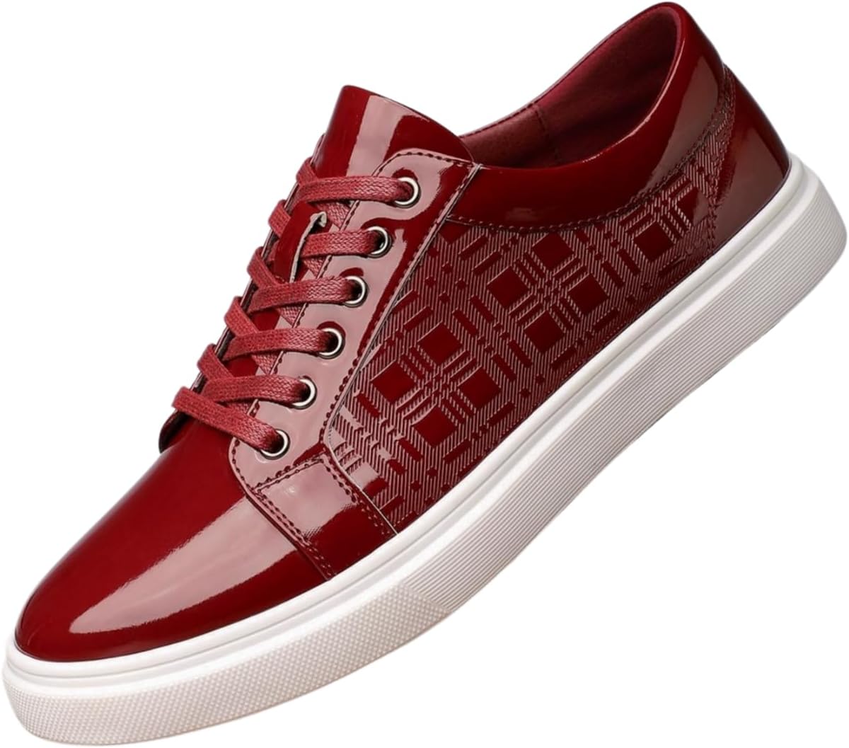 Мужские кеды Santimon из лакированной кожи с шнуровкой, геометрическим дизайном и плоской подошвой, бордовый
Мужские кеды Santimon из лакированной кожи с шнуровкой, геометрическим дизайном и плоской подошвой, бордовый