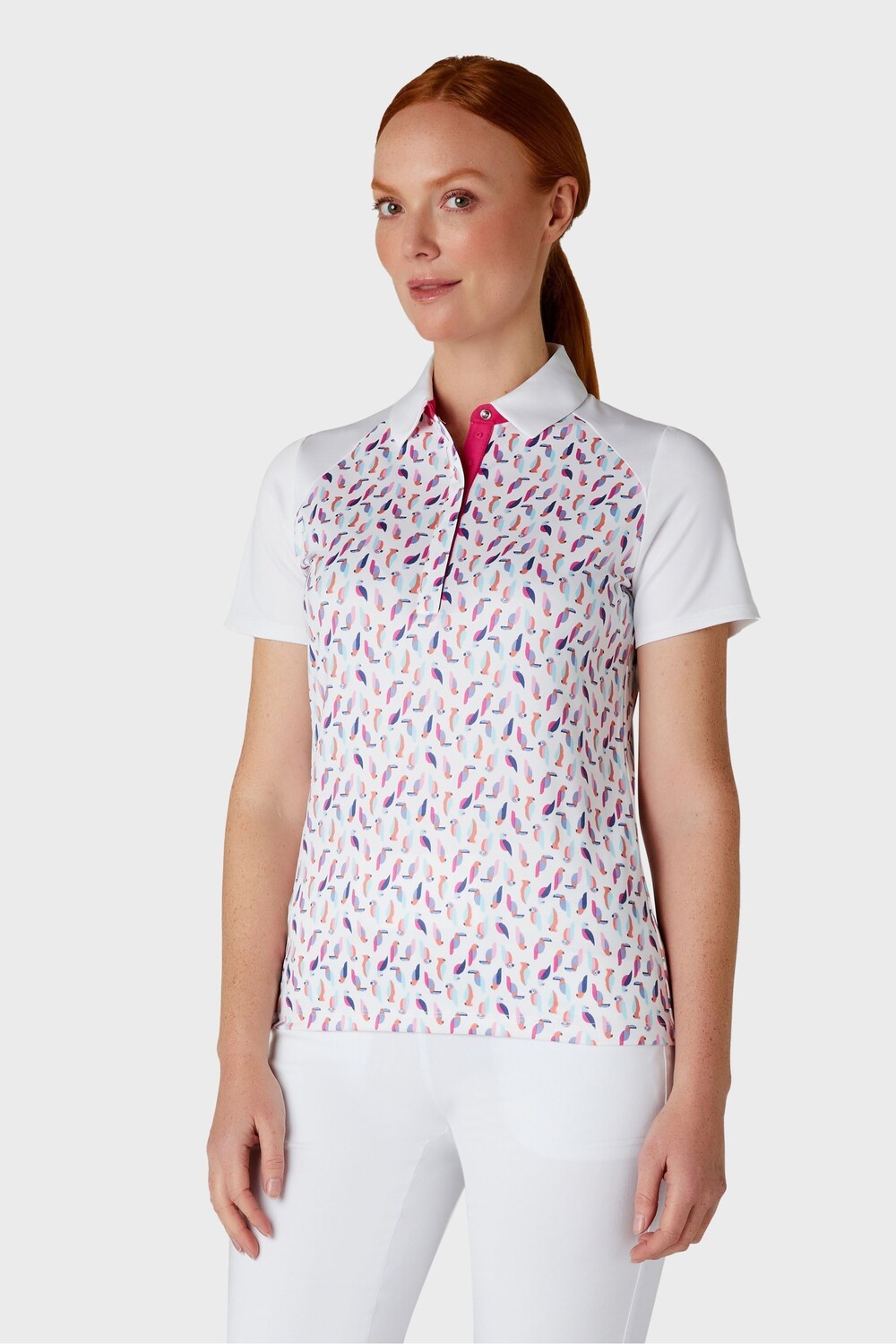 Новинка с принтом попугая рубашка поло Callaway Apparel, белый 
Новинка с принтом попугая рубашка поло Callaway Apparel, белый