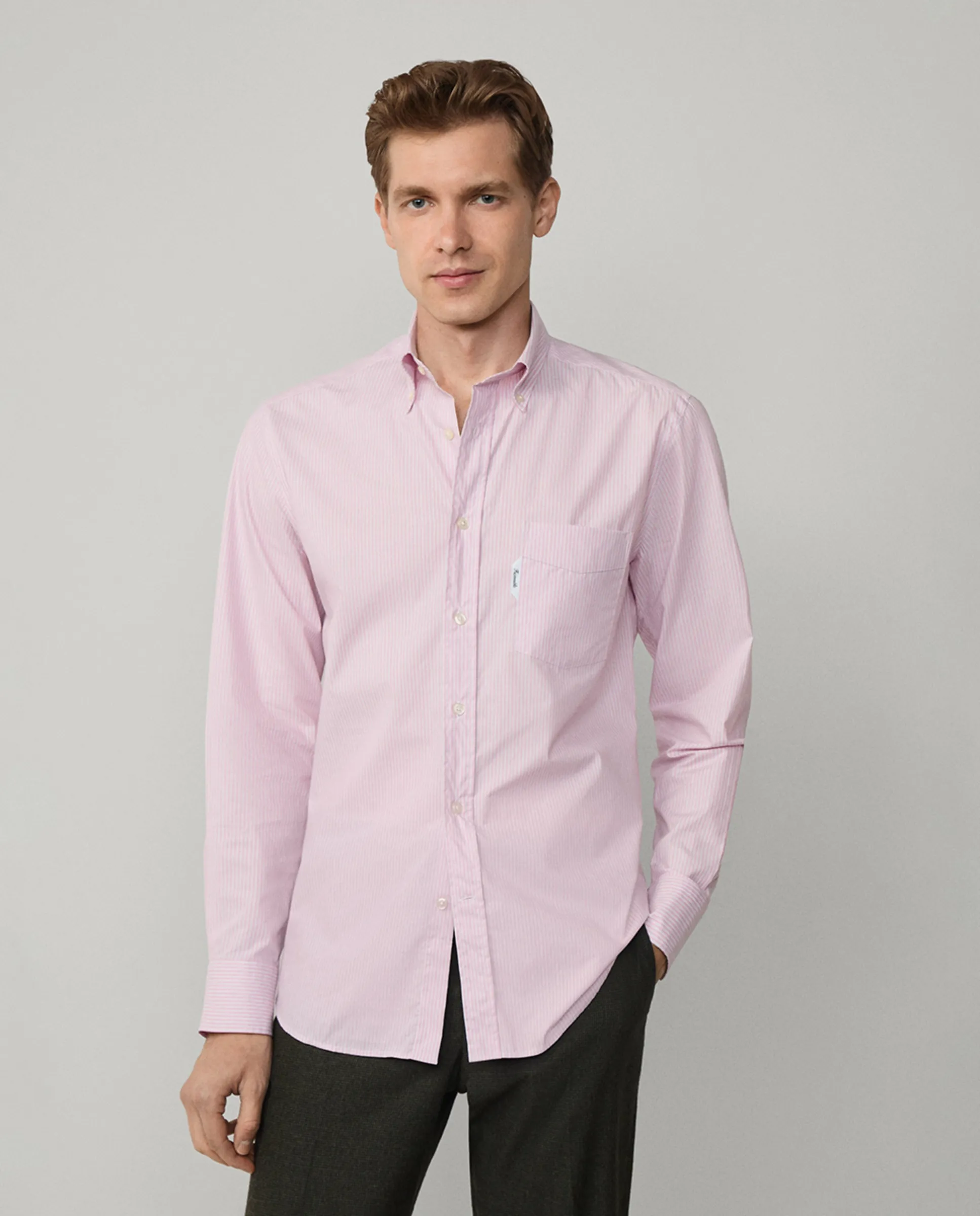 Хлопковая поплиновая мужская рубашка классического кроя с тонкой полоской Façonnable, розовый
Хлопковая поплиновая мужская рубашка классического кроя с тонкой полоской Façonnable, розовый