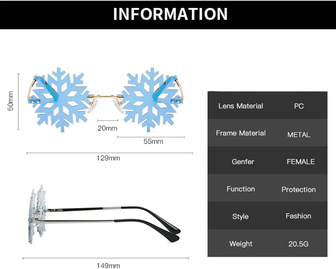 Солнцезащитные очки YAMEIZE в форме снежинки, без оправы, оригинальные, необычные, для вечеринок, на Рождество, для женщин и мужчин, Snowflake Blue+strawberry Pink
Солнцезащитные очки YAMEIZE в форме снежинки, без оправы, оригинальные, необычные, для вечеринок, на Рождество, для женщин и мужчин, Snowflake Blue+strawberry Pink