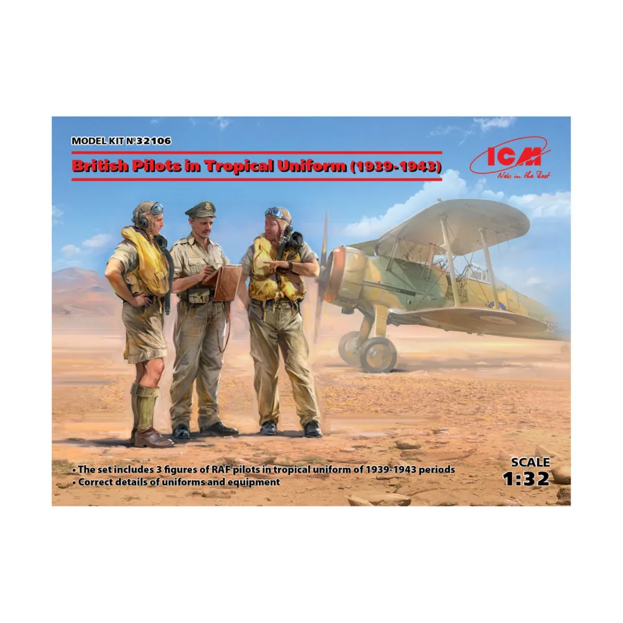 Британские пилоты в тропической форме (1939–1943 гг.), Military Models 1/32 Scale (ICM)
Британские пилоты в тропической форме (1939–1943 гг.), Military Models 1/32 Scale (ICM)