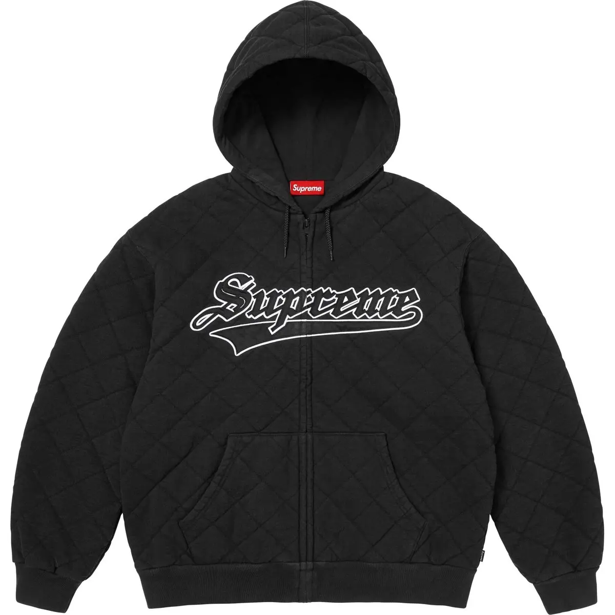 Стеганый свитер с капюшоном на молнии Supreme, черный
Стеганый свитер с капюшоном на молнии Supreme, черный