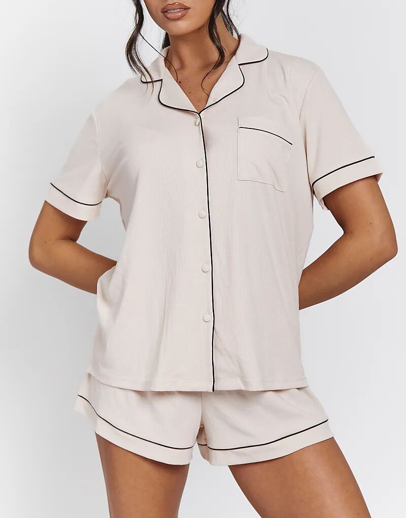 Короткий пижамный комплект Loungeable Ladies в традиционном стиле с отделкой в рубчик, ванильный
Короткий пижамный комплект Loungeable Ladies в традиционном стиле с отделкой в рубчик, ванильный