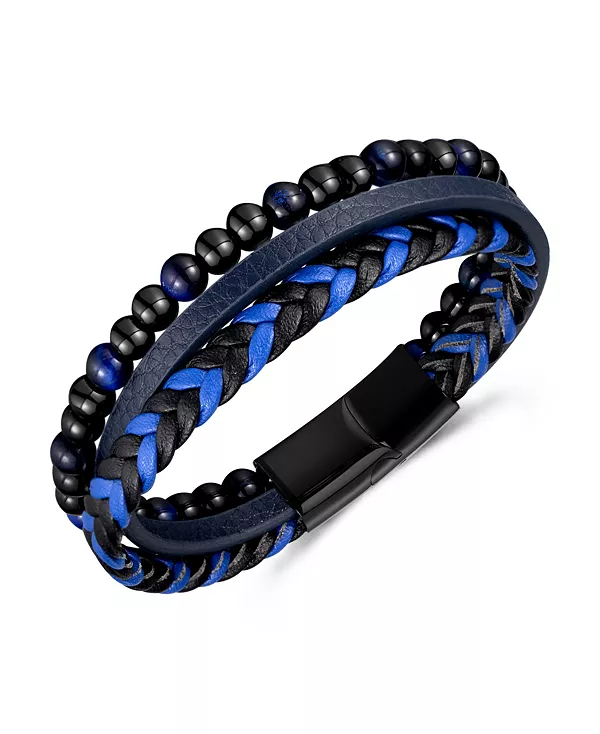 Браслет из плетеной кожи с синим тигровым глазом и нержавеющей стали Rhona Sutton, black/blue
Браслет из плетеной кожи с синим тигровым глазом и нержавеющей стали Rhona Sutton, black/blue