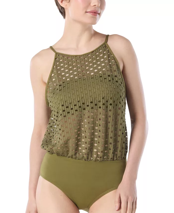 Женский слитный купальник с высоким воротом Carmen Marc Valvo, зеленый
Женский слитный купальник с высоким воротом Carmen Marc Valvo, зеленый