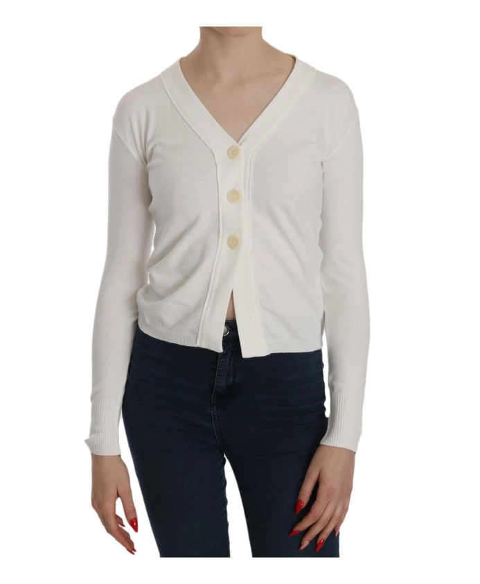 Белая укороченная блузка-кардиган с V-образным вырезом Byblos, белый
Белая укороченная блузка-кардиган с V-образным вырезом Byblos, белый