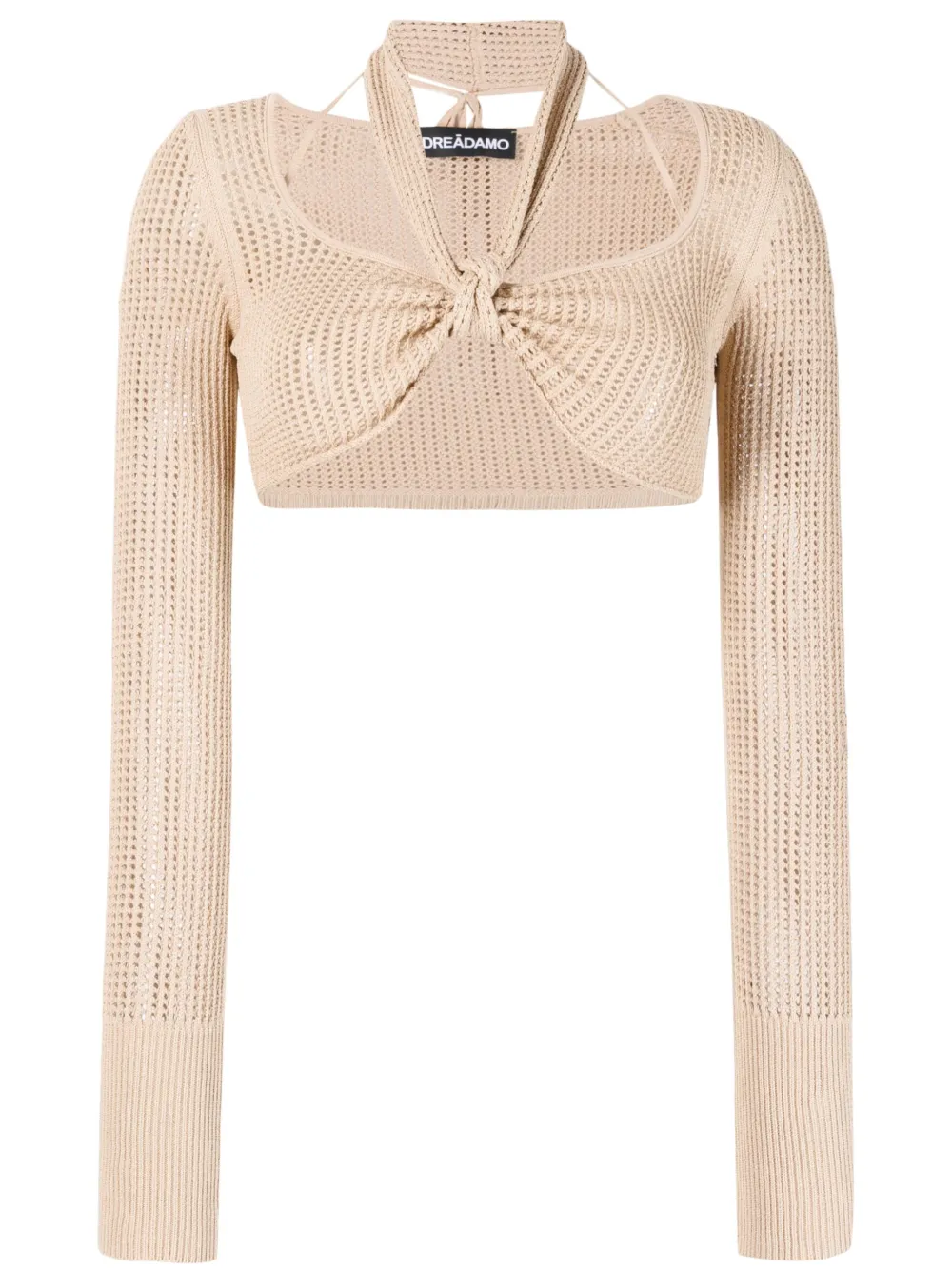 Укороченный топ с вырезом халтер ANDREĀDAMO, нейтральный
Укороченный топ с вырезом халтер ANDREĀDAMO, нейтральный