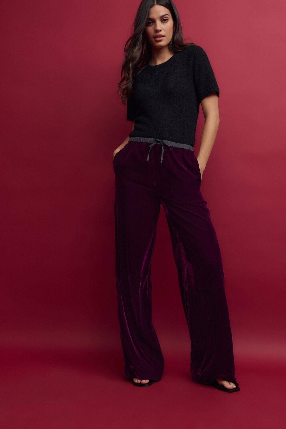 Бархатные брюки широкого кроя Next, красный
Бархатные брюки широкого кроя Next, красный