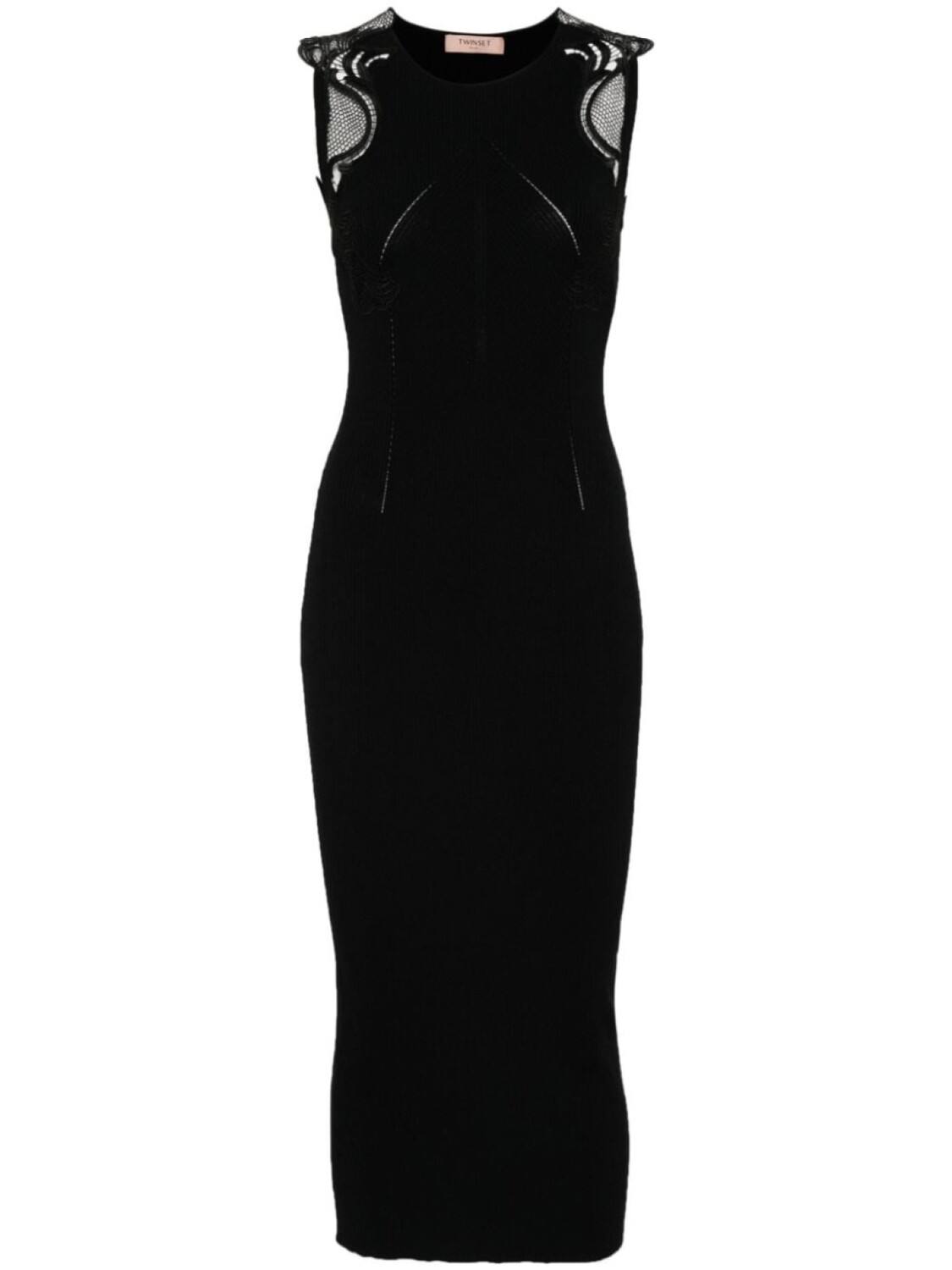 TWINSET платье миди в рубчик с кружевом, черный
TWINSET платье миди в рубчик с кружевом, черный
