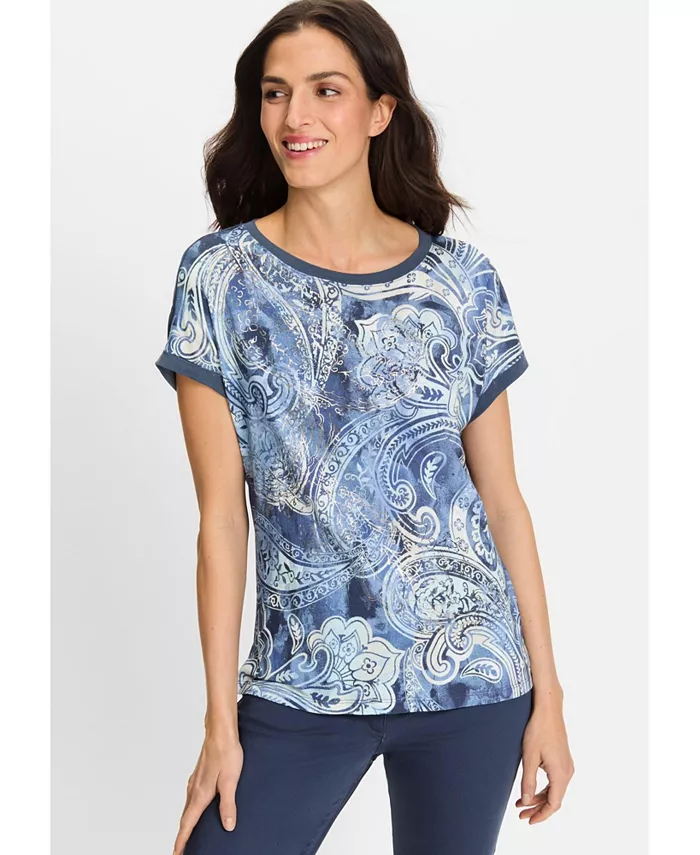 Женская футболка с принтом "пейсли" и фольгой Olsen, синий
Женская футболка с принтом "пейсли" и фольгой Olsen, синий