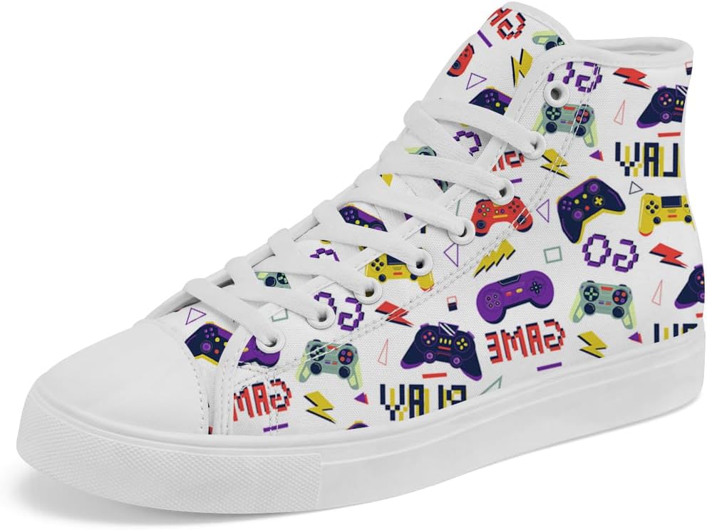 Высокие кеды из холста с видеоигровым дизайном, спортивные туфли на шнуровке для мужчин и женщин Chebing, фиолетовый
Высокие кеды из холста с видеоигровым дизайном, спортивные туфли на шнуровке для мужчин и женщин Chebing, фиолетовый