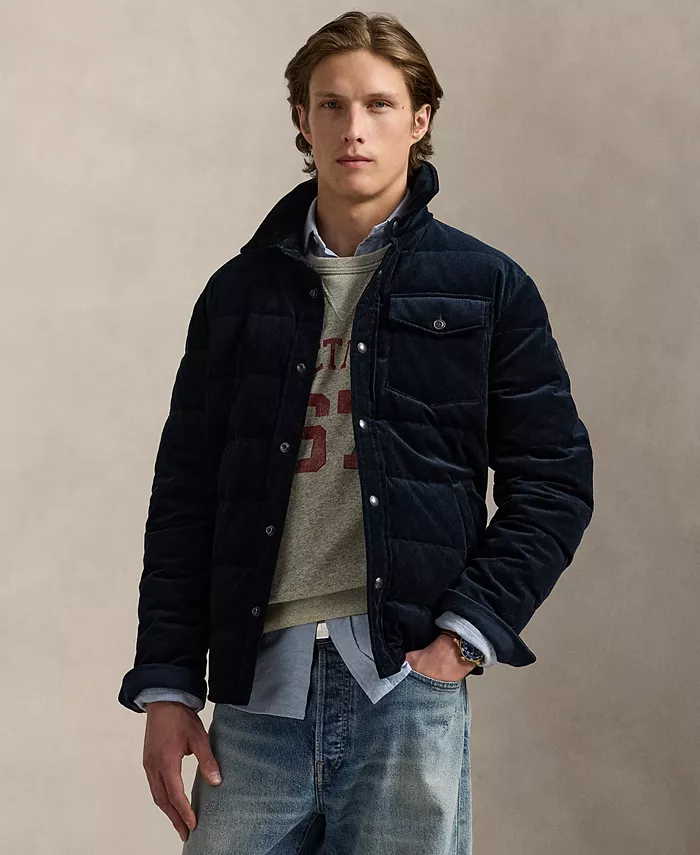 Мужская стеганая вельветовая куртка-рубашка Polo Ralph Lauren, синий 
Мужская стеганая вельветовая куртка-рубашка Polo Ralph Lauren, синий