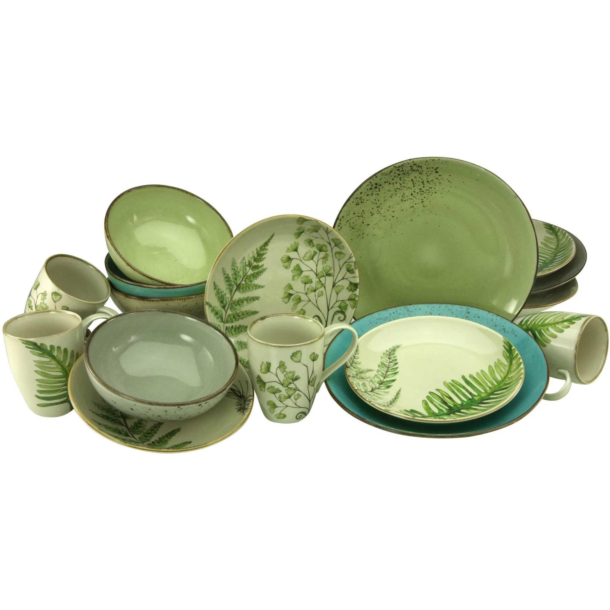 Комбинированный сервиз CreaTable «Набор посуды Botanica», (набор, 16 предметов, кофейный и обеденный сервиз в наборе, на 4 персоны), сервиз, однотонный декор с мотивами листьев, 16 предметов, на 4 персоны, цвет grün/sand/grau/petrol
Комбинированный сервиз CreaTable «Набор посуды Botanica», (набор, 16 предметов, кофейный и обеденный сервиз в наборе, на 4 персоны), сервиз, однотонный декор с мотивами листьев, 16 предметов, на 4 персоны, цвет grün/sand/grau/petrol