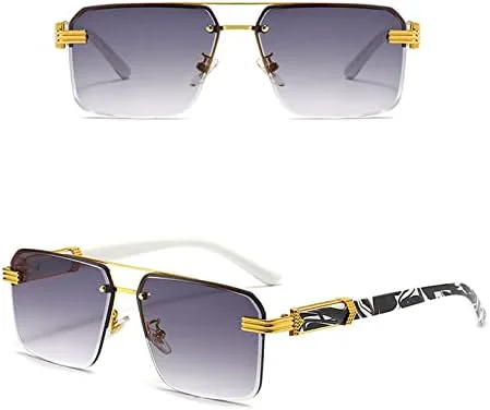 Солнцезащитные очки без оправы с принтом для женщин и мужчин, винтажные солнцезащитные очки с металлическими линзами, защита от УФ-излучения UV400 MTZJH, Tea
Солнцезащитные очки без оправы с принтом для женщин и мужчин, винтажные солнцезащитные очки с металлическими линзами, защита от УФ-излучения UV400 MTZJH, Tea