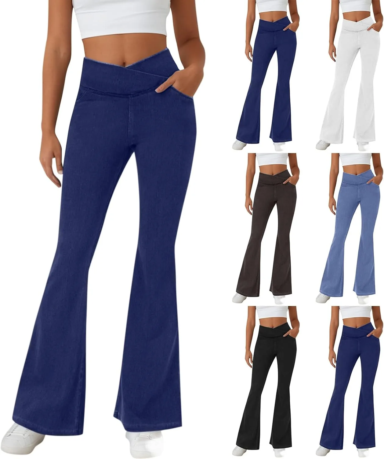 Женские джинсы-клеш Bell Bottom с высокой талией и карманами Rikbuig
Женские джинсы-клеш Bell Bottom с высокой талией и карманами Rikbuig