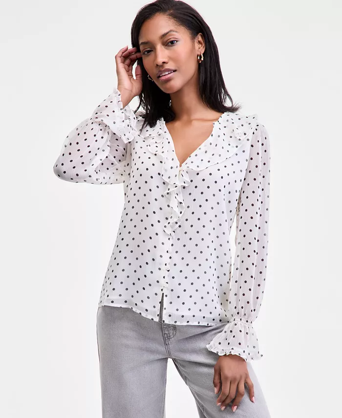 Женская шифоновая блузка с принтом и оборками On 34th, белый
Женская шифоновая блузка с принтом и оборками On 34th, белый