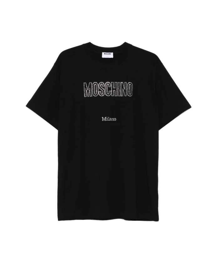 Черная футболка с принтом в виде кристаллов и логотипа. Moschino, черный
Черная футболка с принтом в виде кристаллов и логотипа. Moschino, черный