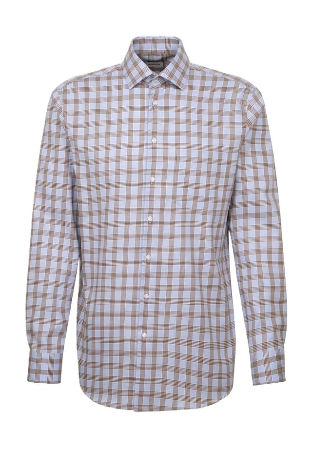 Рубашка делового покроя с длинным рукавом и воротником-стойкой Seidensticker, коричневый
Рубашка делового покроя с длинным рукавом и воротником-стойкой Seidensticker, коричневый