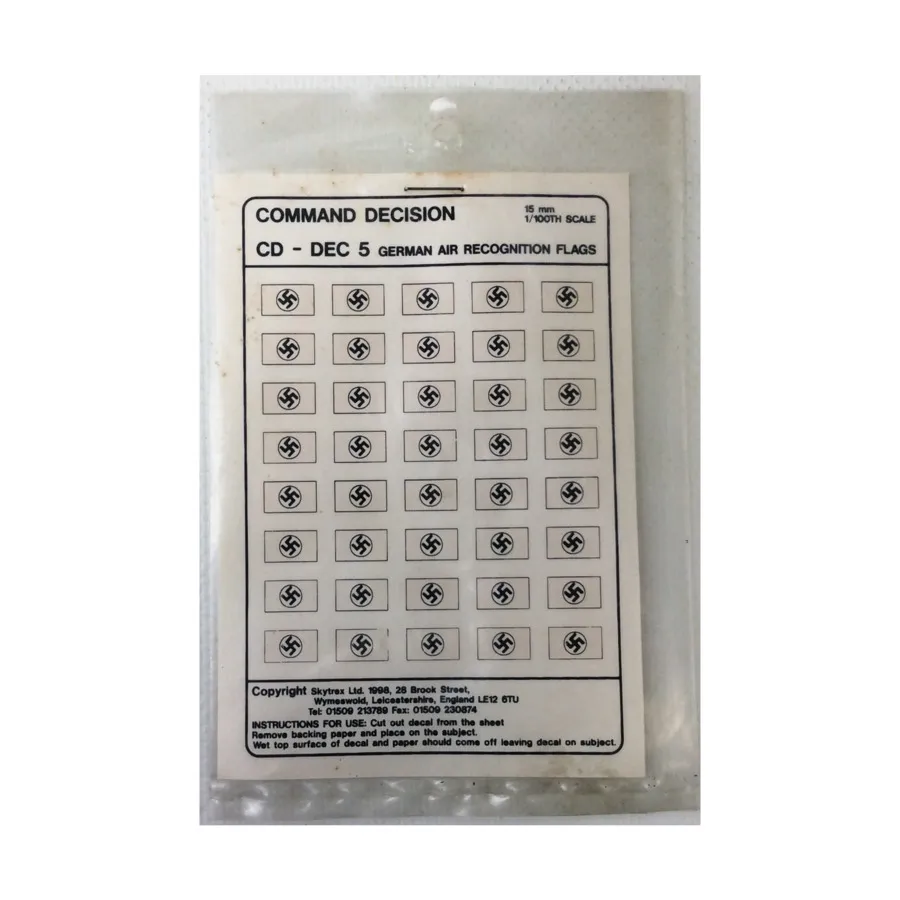 Решение командования - немецкие флаги воздушного признания, War Games Rules (Skytrex Limited)
Решение командования - немецкие флаги воздушного признания, War Games Rules (Skytrex Limited)