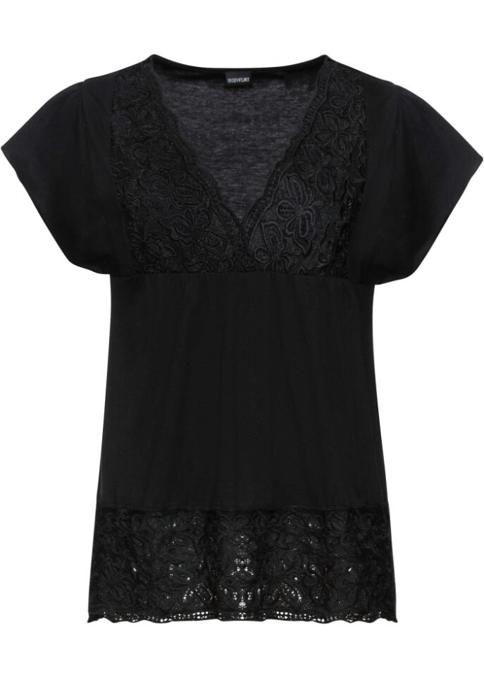 Рубашка с кружевным вырезом Bodyflirt, черный
Рубашка с кружевным вырезом Bodyflirt, черный