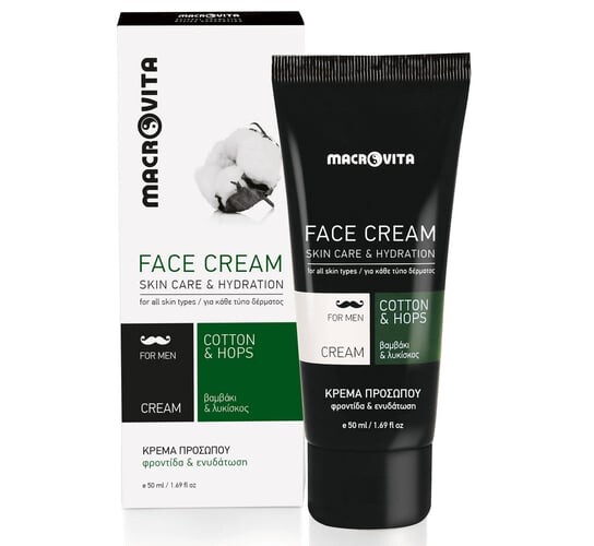 УВЛАЖНЯЮЩИЙ КРЕМ ДЛЯ ЛИЦА ДЛЯ МУЖЧИН с хлопком и хмелем 50мл MACROVITA
УВЛАЖНЯЮЩИЙ КРЕМ ДЛЯ ЛИЦА ДЛЯ МУЖЧИН с хлопком и хмелем 50мл MACROVITA