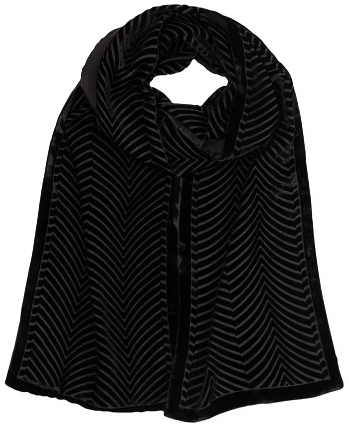 Велюровый шарф-палантин с логотипом Burnout Lauren Ralph Lauren, черный 
Велюровый шарф-палантин с логотипом Burnout Lauren Ralph Lauren, черный