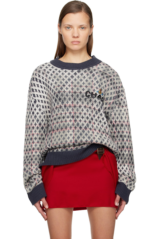 Vivienne Westwood Свитер в клетку цвета слоновой кости и темно-синего цвета с эффектом потертости
Vivienne Westwood Свитер в клетку цвета слоновой кости и темно-синего цвета с эффектом потертости