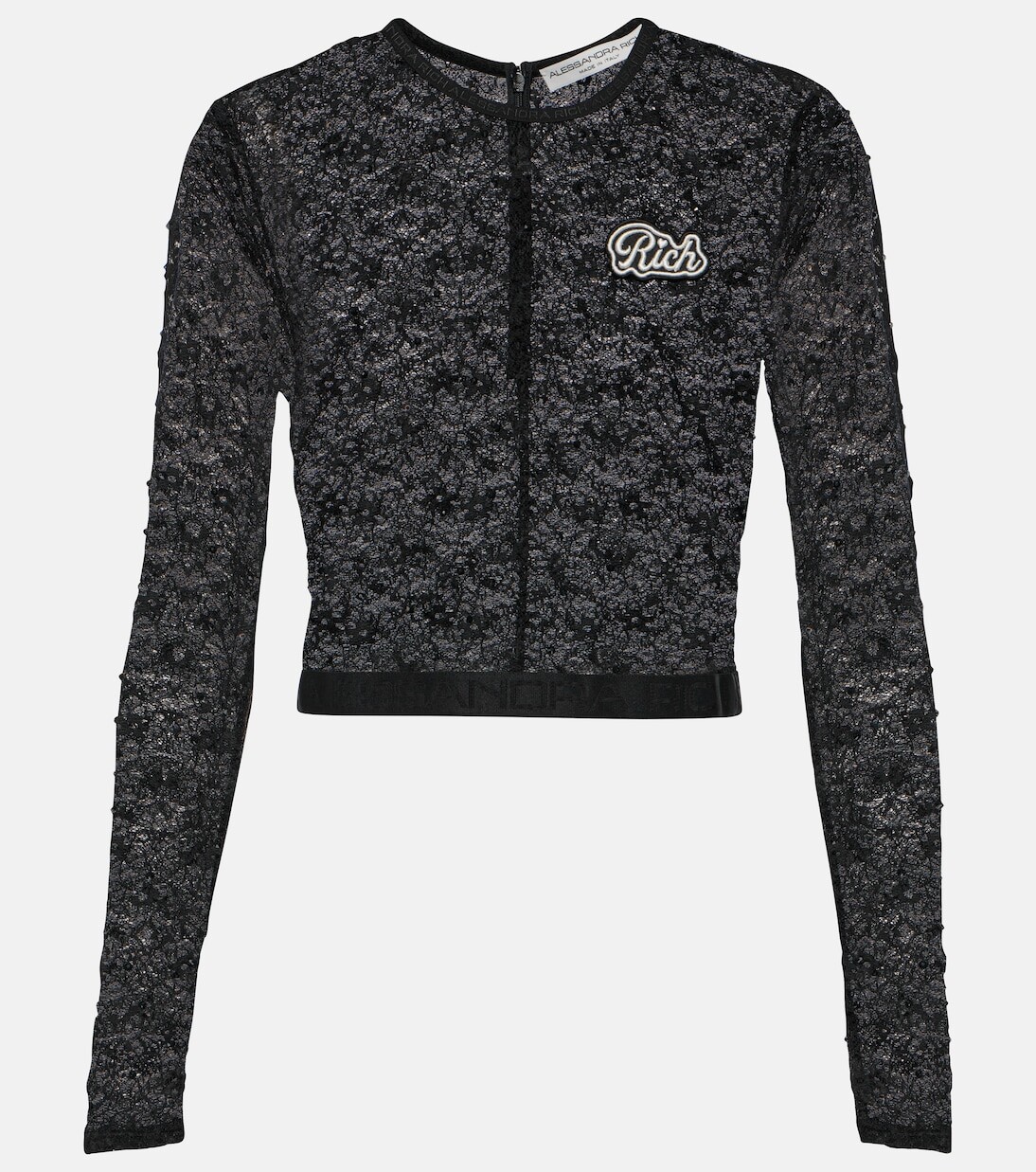 Укороченный топ с декорированным логотипом Alessandra Rich, черный
Укороченный топ с декорированным логотипом Alessandra Rich, черный