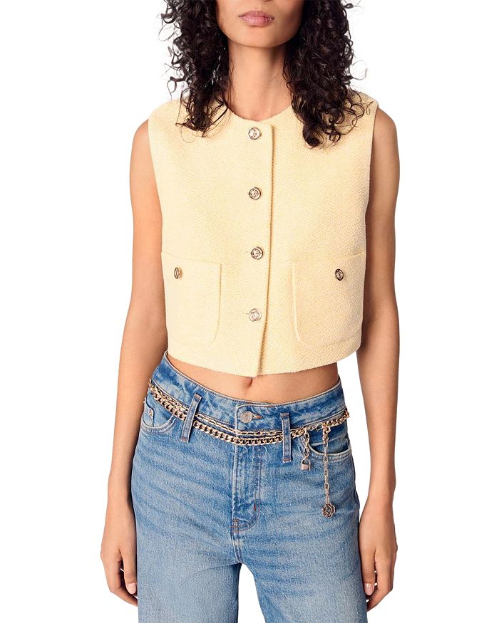 Жакет из твида Visoleil без рукавов Maje, желтый
Жакет из твида Visoleil без рукавов Maje, желтый