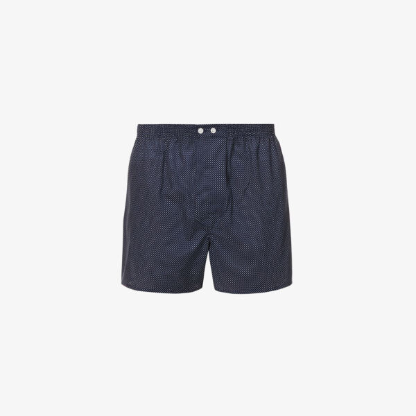 Хлопковые боксеры классического кроя Plaza в горошек Derek Rose, темно-синий 
Хлопковые боксеры классического кроя Plaza в горошек Derek Rose, темно-синий