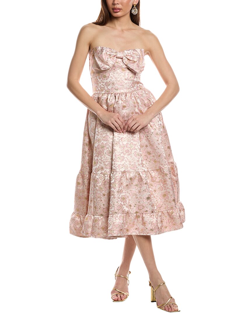 FATE Блестящий цветочный жаккардовый миди-платье с бантом спереди, розовый
FATE Блестящий цветочный жаккардовый миди-платье с бантом спереди, розовый