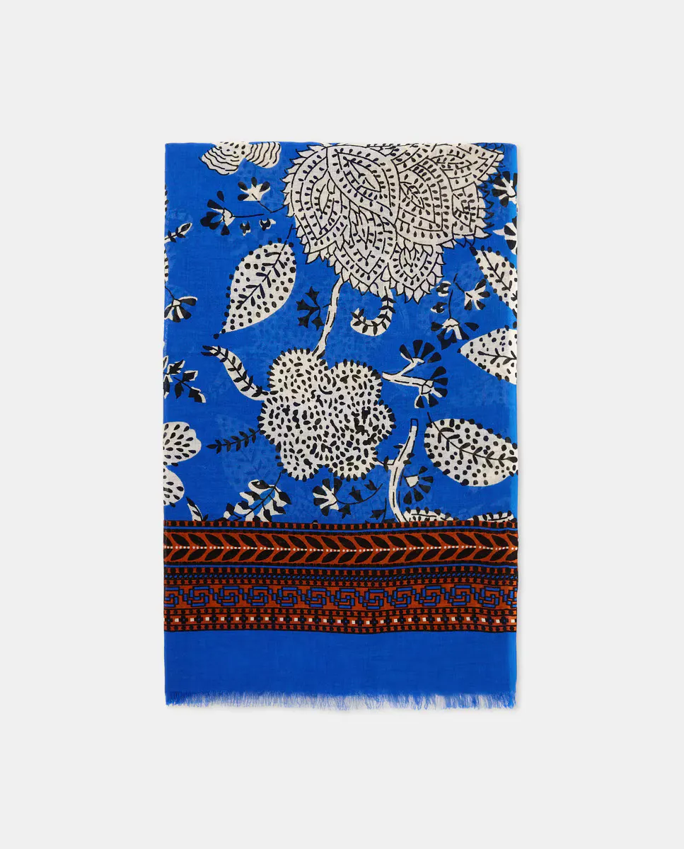 Двухцветный хлопковый шарф с принтом Tintoretto, синий 
Двухцветный хлопковый шарф с принтом Tintoretto, синий