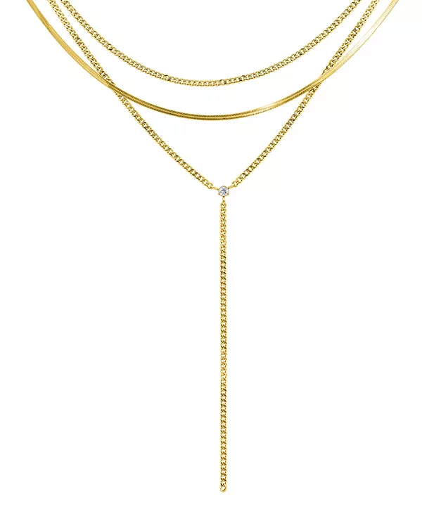 Комплект из золотой регулируемой цепочки панцирного плетения и Y-образного лариата с узором «ёлочка» Adornia, gold
Комплект из золотой регулируемой цепочки панцирного плетения и Y-образного лариата с узором «ёлочка» Adornia, gold