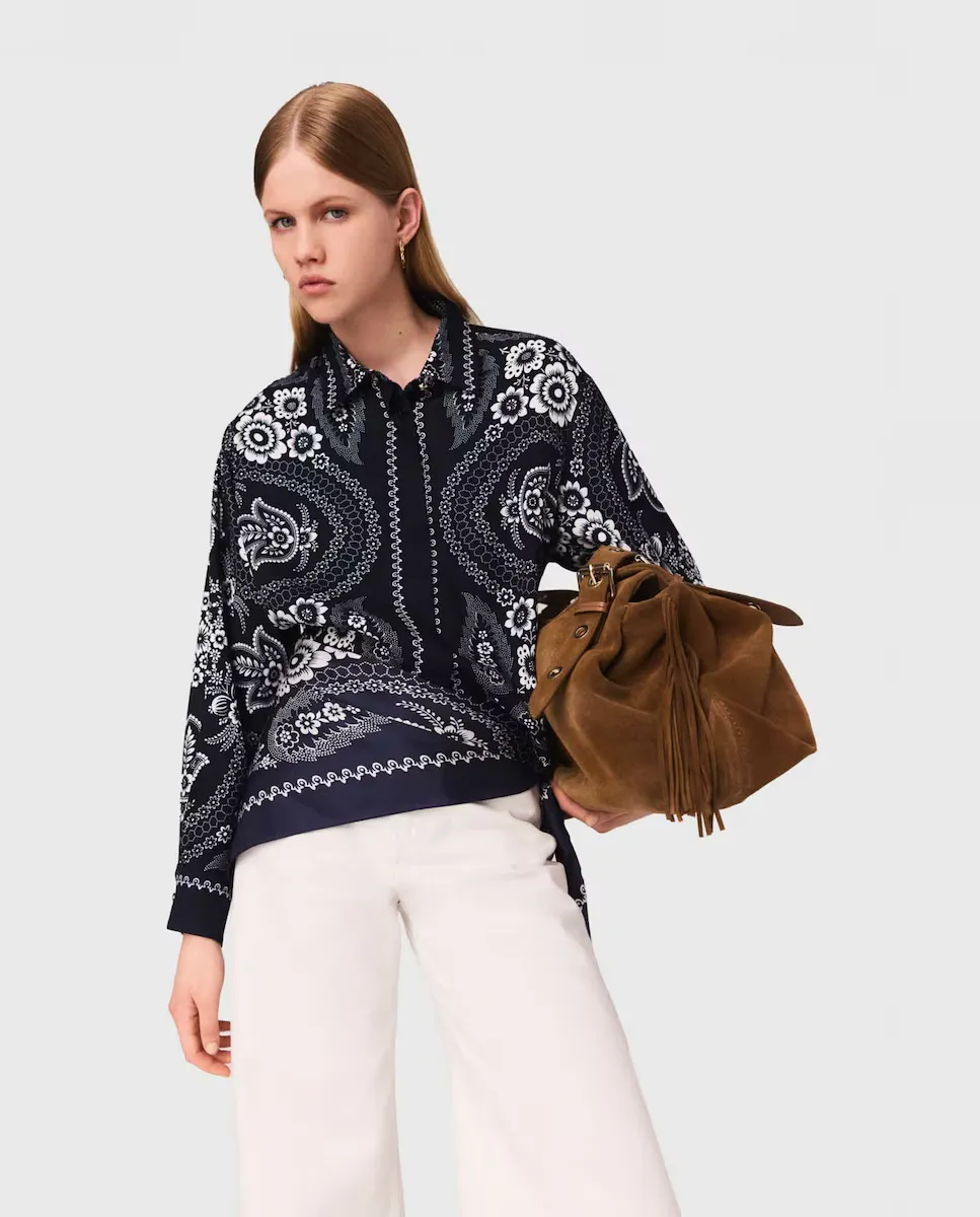 Женская струящаяся рубашка с принтом Maje, темно-синий
Женская струящаяся рубашка с принтом Maje, темно-синий