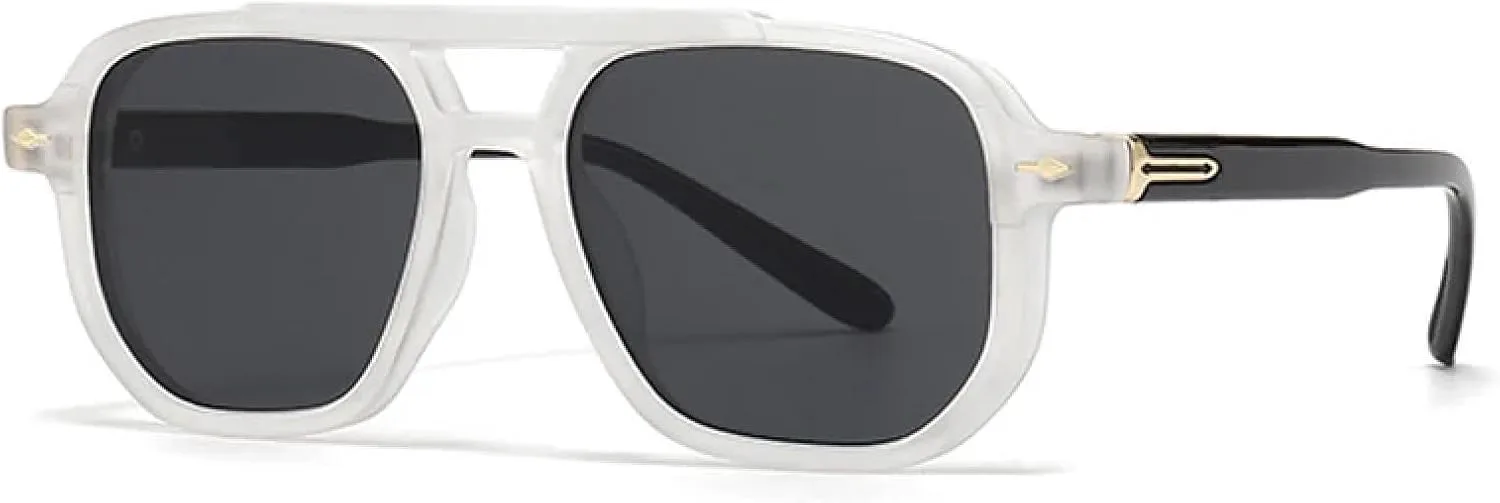 Ретро-солнцезащитные очки с двойной перемычкой для женщин, защита от УФ-излучения UV400, модные мужские очки с заклепками и градиентом TVTBBVV, Clear Black Gray
Ретро-солнцезащитные очки с двойной перемычкой для женщин, защита от УФ-излучения UV400, модные мужские очки с заклепками и градиентом TVTBBVV, Clear Black Gray