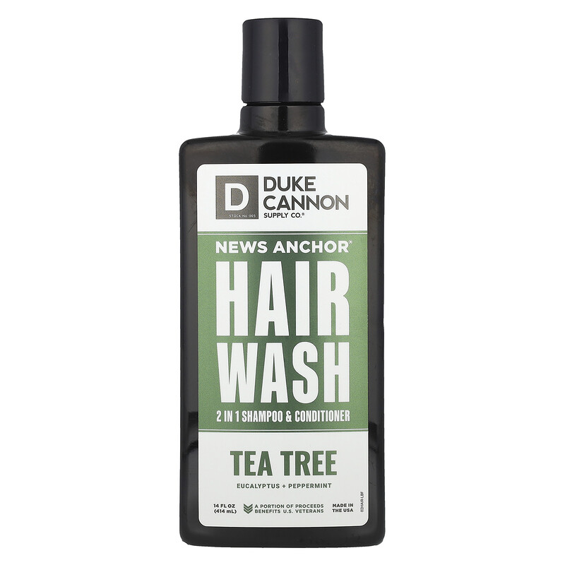 Duke Cannon Supply Co., News Anchor Hair Wash, шампунь и кондиционер 2 в 1, чайное дерево, эвкалипт и перечная мята, 414 мл (14 жидк. унц.)
Duke Cannon Supply Co., News Anchor Hair Wash, шампунь и кондиционер 2 в 1, чайное дерево, эвкалипт и перечная мята, 414 мл (14 жидк. унц.)