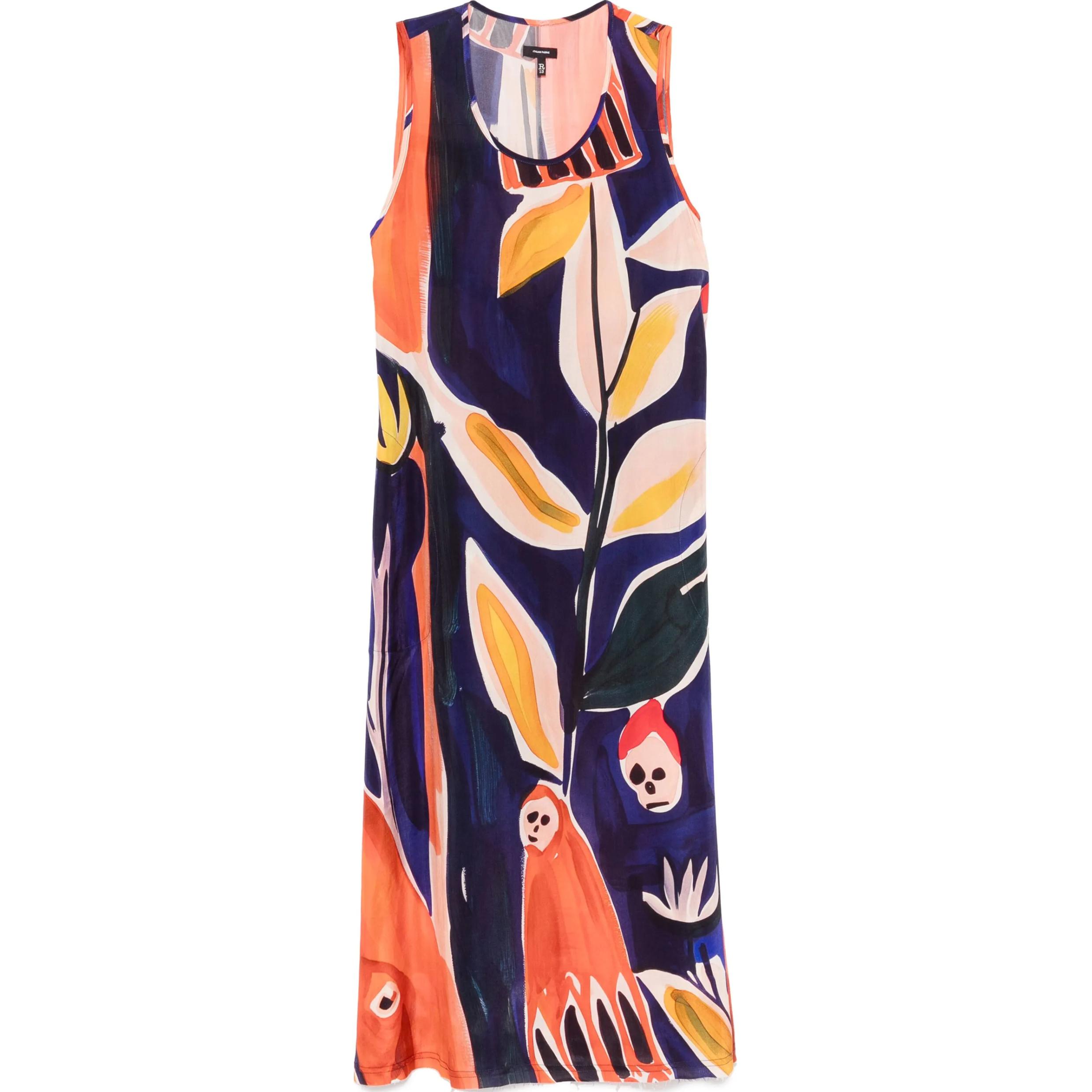 Принтованное платье миди без рукавов R13, синий
Принтованное платье миди без рукавов R13, синий