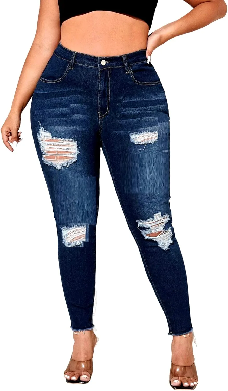 Jack David женские джинсы Plus Size рваные синие с закатанными штанинами
Jack David женские джинсы Plus Size рваные синие с закатанными штанинами