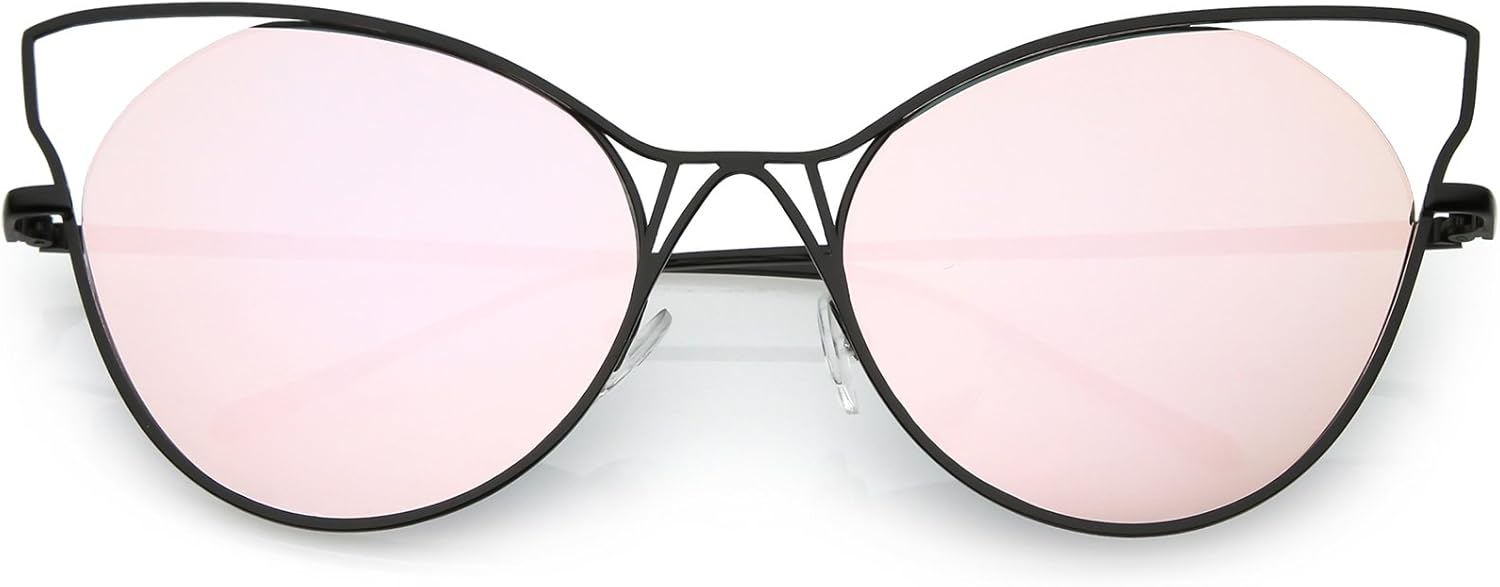 zeroUV - Солнцезащитные очки большого размера в полуободковой оправе с металлическими вставками, зеркальными плоскими линзами и оправой «кошачий глаз», диаметр линз 60 мм, Black / Pink Mirror
zeroUV - Солнцезащитные очки большого размера в полуободковой оправе с металлическими вставками, зеркальными плоскими линзами и оправой «кошачий глаз», диаметр линз 60 мм, Black / Pink Mirror