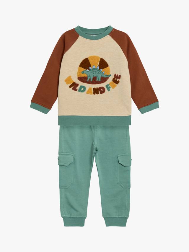 Детская толстовка с аппликацией в виде динозавра и комплект джоггеров-карго для бега трусцой JoJo Maman Bébé, цвет Natural 
Детская толстовка с аппликацией в виде динозавра и комплект джоггеров-карго для бега трусцой JoJo Maman Bébé, цвет Natural