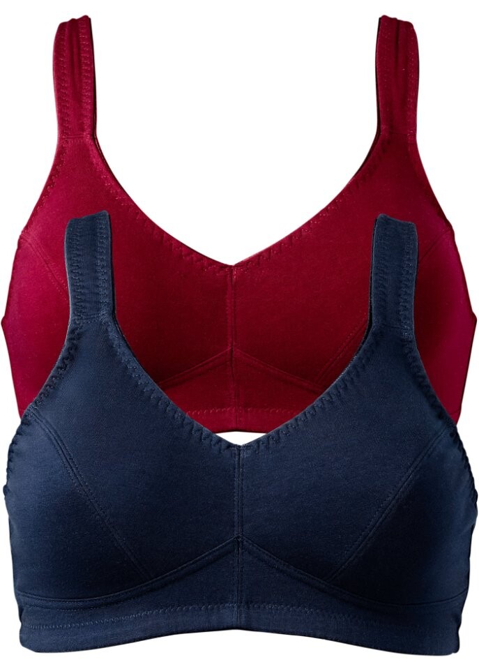 Бюстгальтер без косточек из натурального хлопка (2 шт в упаковке) Bpc Bonprix Collection, синий 
Бюстгальтер без косточек из натурального хлопка (2 шт в упаковке) Bpc Bonprix Collection, синий