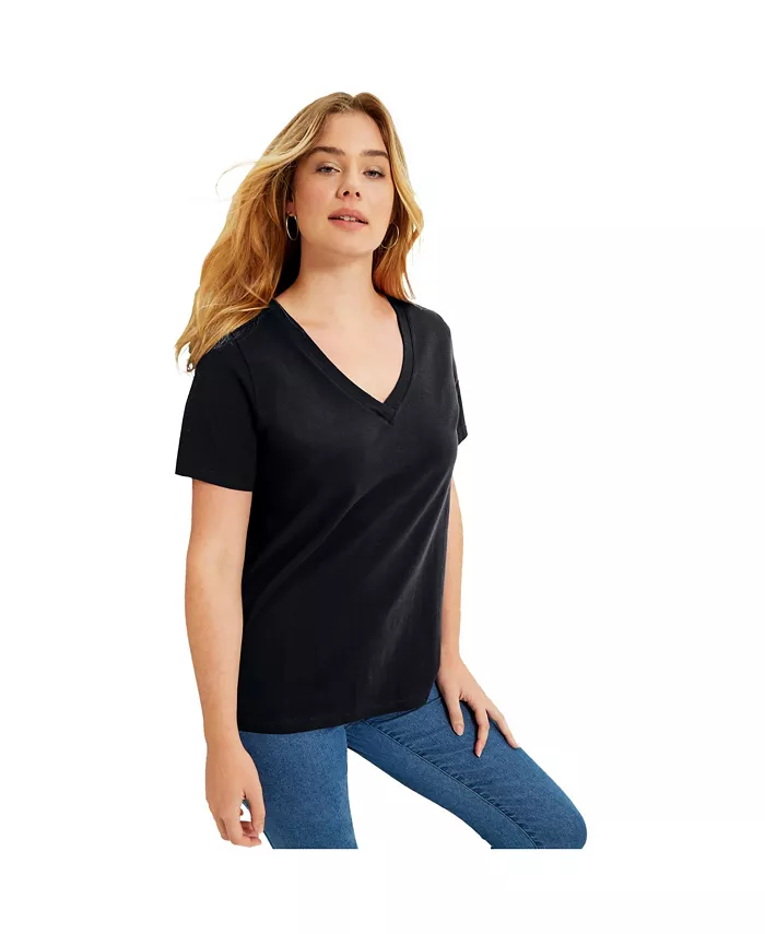 Женская футболка One + Only больших размеров с коротким рукавом и V-образным вырезом June + Vie, черный
Женская футболка One + Only больших размеров с коротким рукавом и V-образным вырезом June + Vie, черный