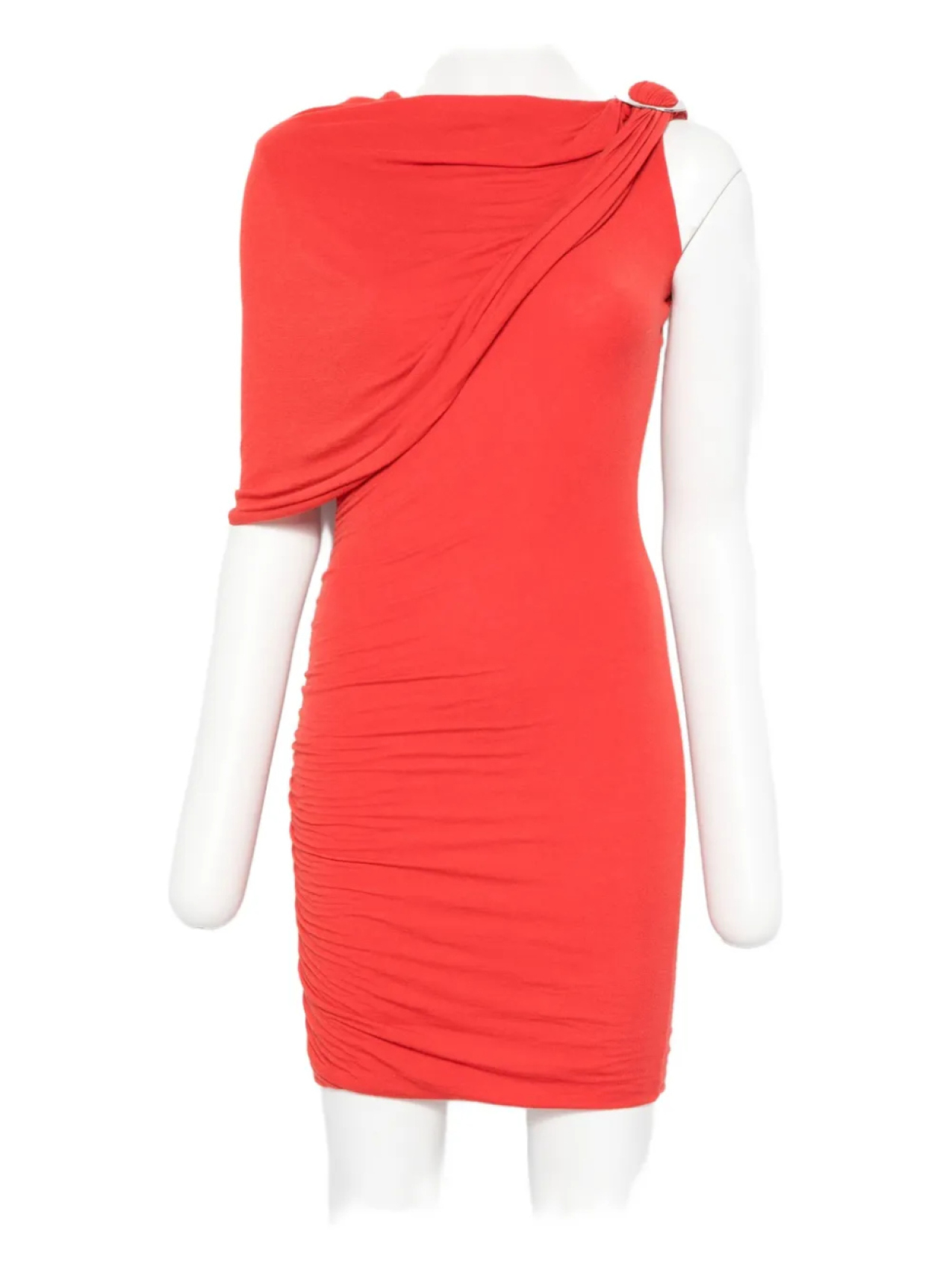 MANURI драпированное платье на одно плечо, красный