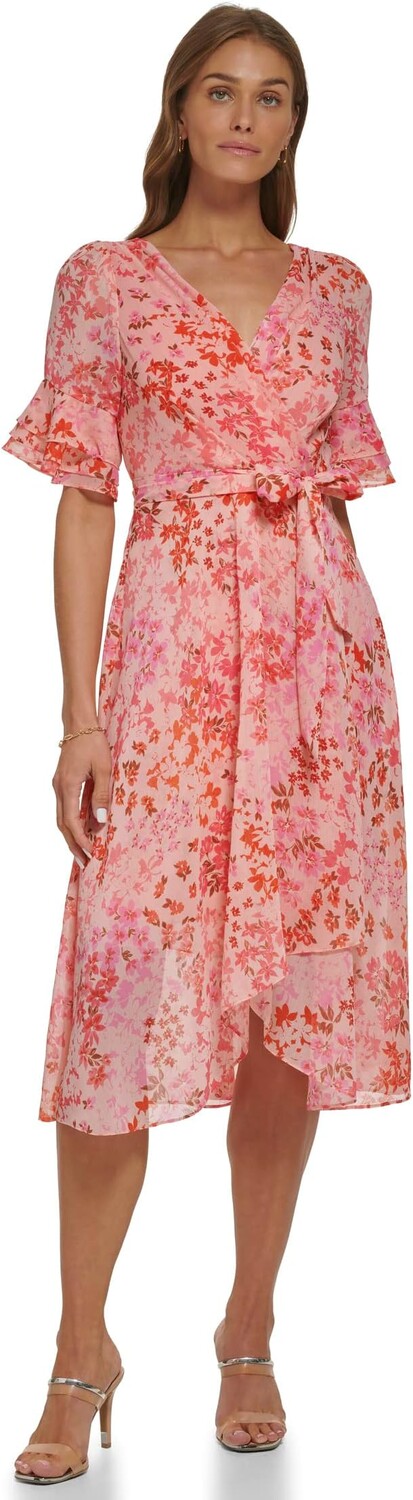Платье DKNY V-Neck Triple Ruffle Sleeve Faux Wrap Dress, цвет Light Sunkist Coral Multi
Платье DKNY V-Neck Triple Ruffle Sleeve Faux Wrap Dress, цвет Light Sunkist Coral Multi