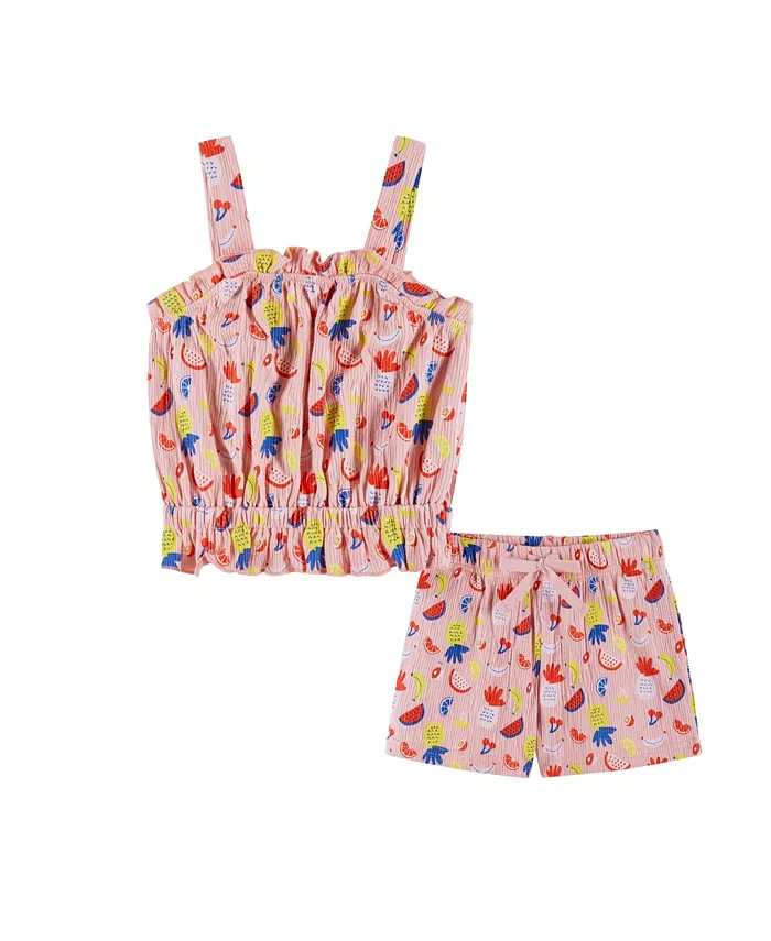 Комплект для девочки: топ и шорты с фруктовым принтом, розовый Andy & Evan
Комплект для девочки: топ и шорты с фруктовым принтом, розовый Andy & Evan