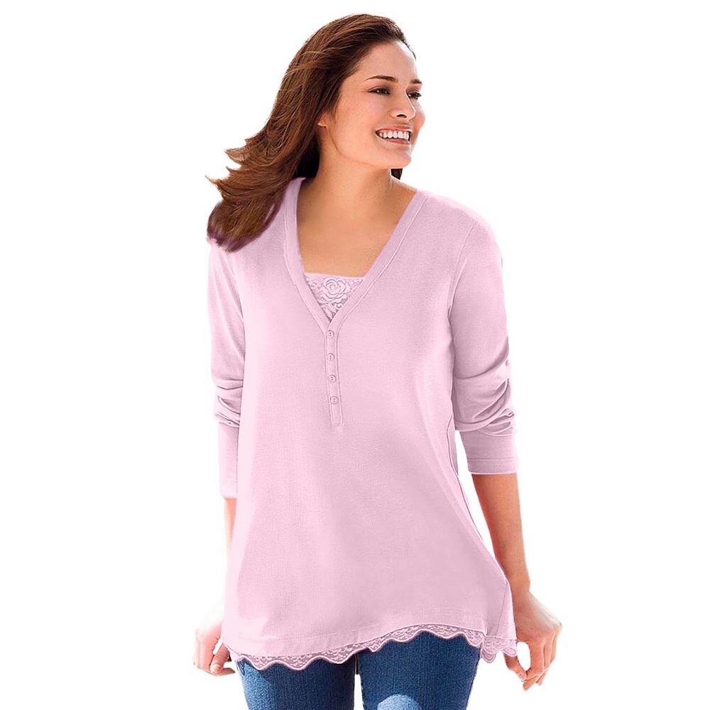 Женщина в женской многослойной футболке с кружевной отделкой больших размеров Woman Within, розовый
Женщина в женской многослойной футболке с кружевной отделкой больших размеров Woman Within, розовый