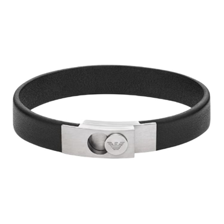 EMPORIO ARMANI Стальной браслет с черным кожаным ремешком
EMPORIO ARMANI Стальной браслет с черным кожаным ремешком